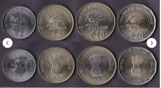 India set 4 monede an 2022, 75 ani de Independenta, UNC