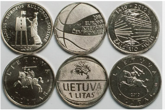 Lituania 3 monede set 2009-2011: 1 litas monede comemorative, UNC