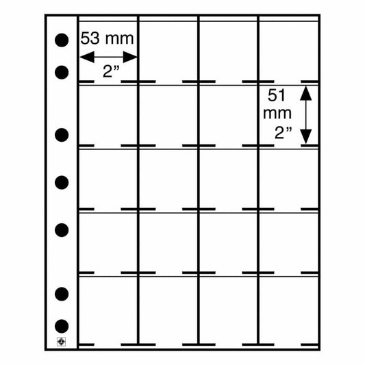 Folii Leuchtturm Grande MK20, pentru monede în cartonașe, 50X50 mm