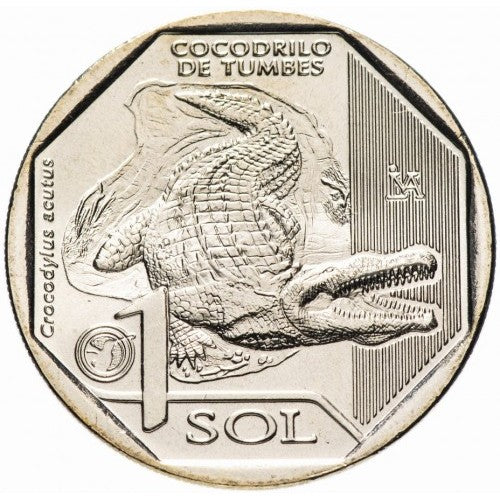 Peru 1 sol, 2017  Crocodilul American, UNC