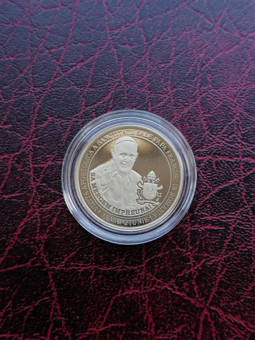 Romania, moneda 50 Bani 2019 proof, Vizita Apostolică a Sanctității Sale Papa Francisc în România