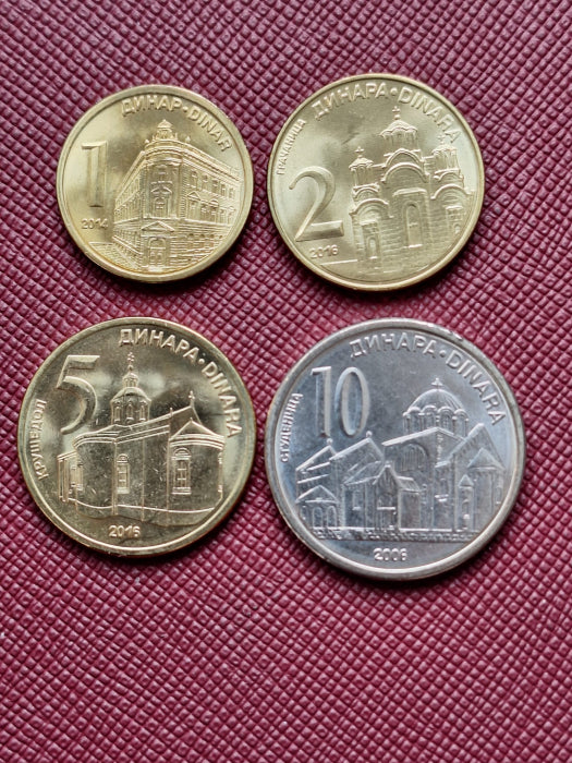 Serbia 4 monede set 2007-2016 Atractii Turistice, UNC