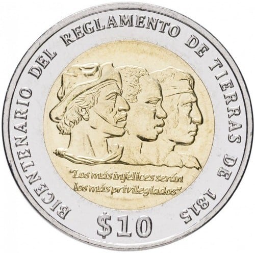 Uruguay 10 pesos, 2015 Legile Terenului din 1815 UNC